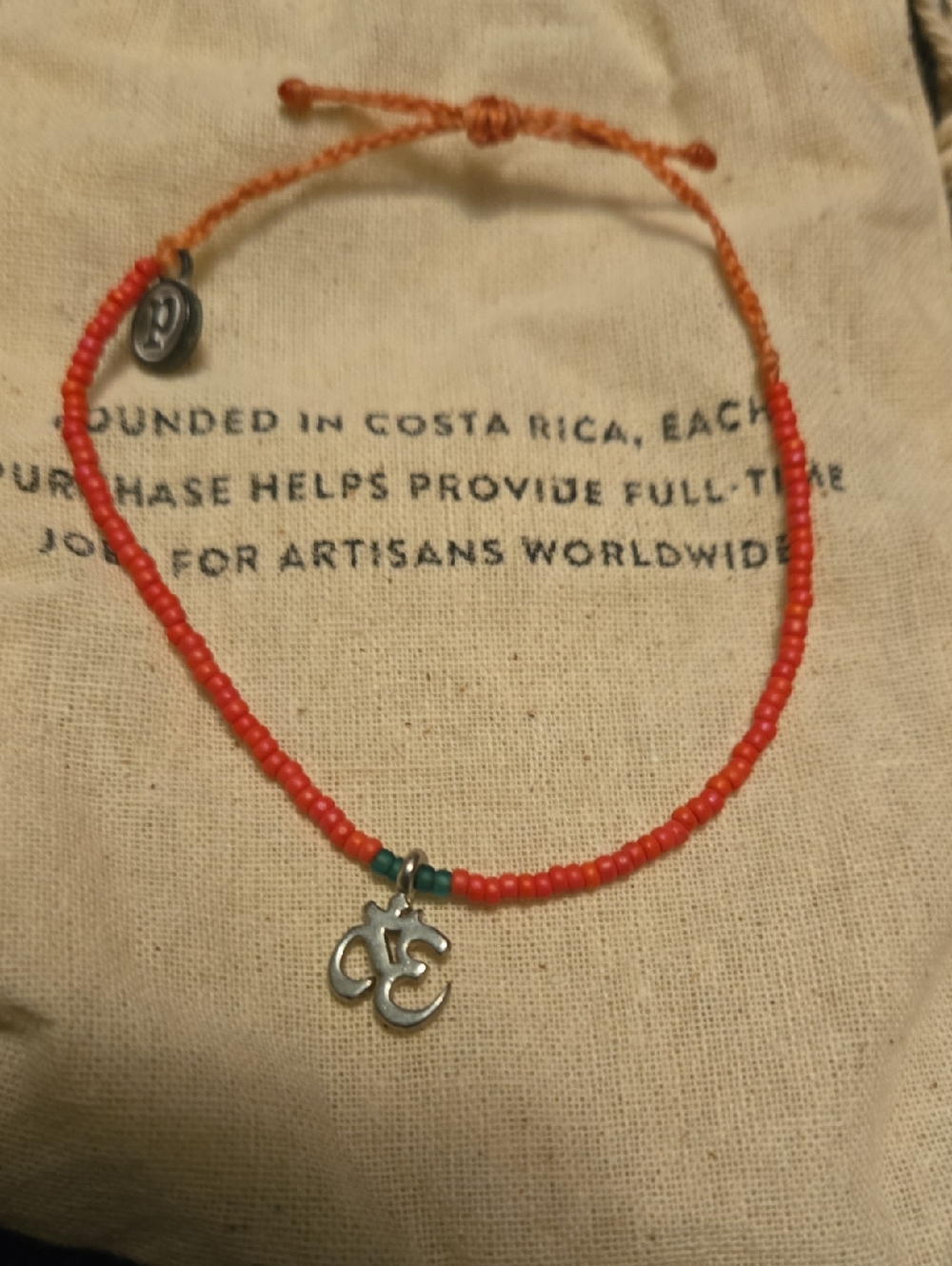 Pura Vida Orange Beaded Bracelet with OM Charm